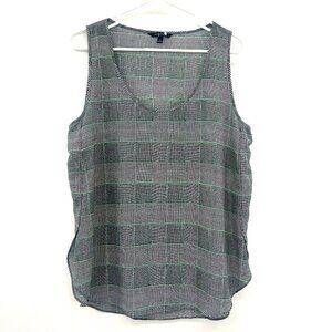 Banana Republic Black White Green Houndstooth Sleeveless Blouse Women's Large